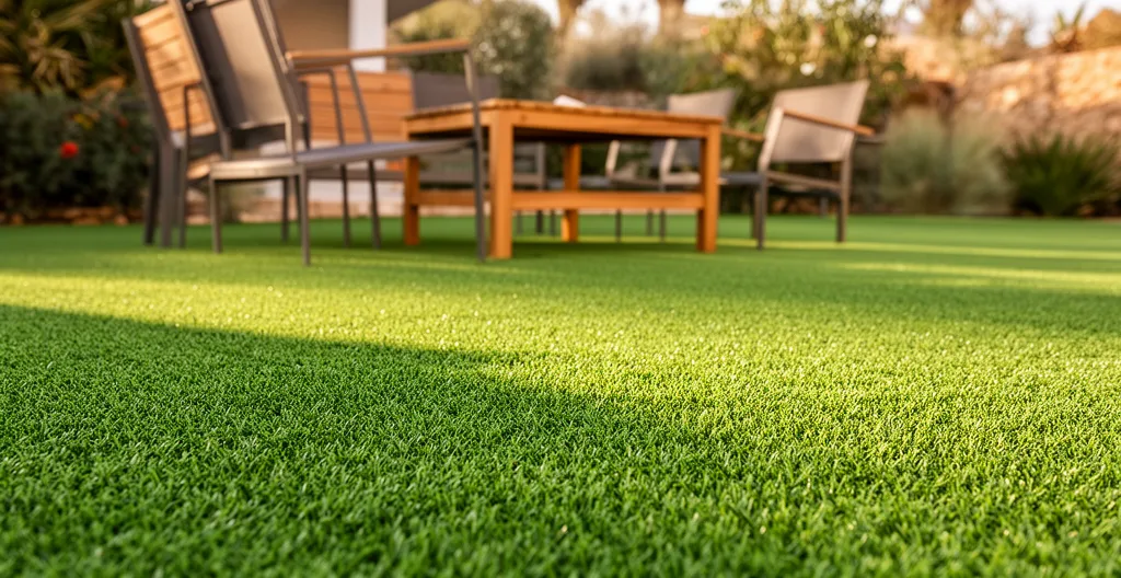 Test de résilience sur gazon synthétique dans jardin ensoleillé